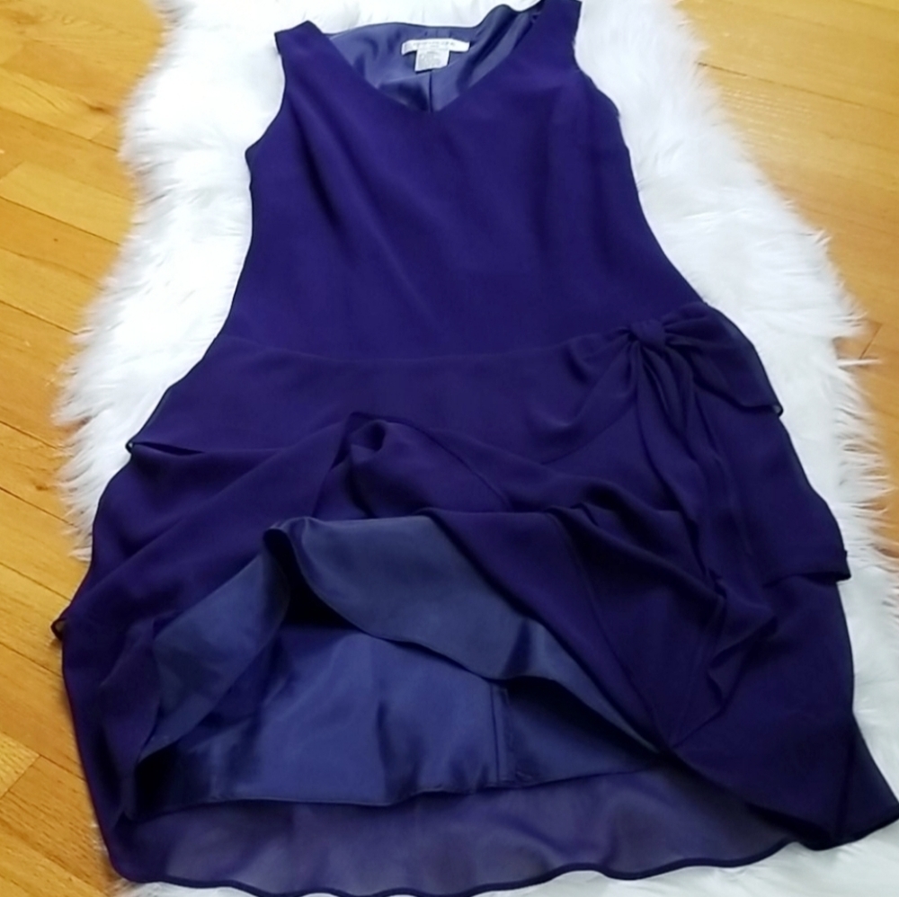 Evan-Pecone purple sleeveless fitted layered dre - Picture 6 of 8